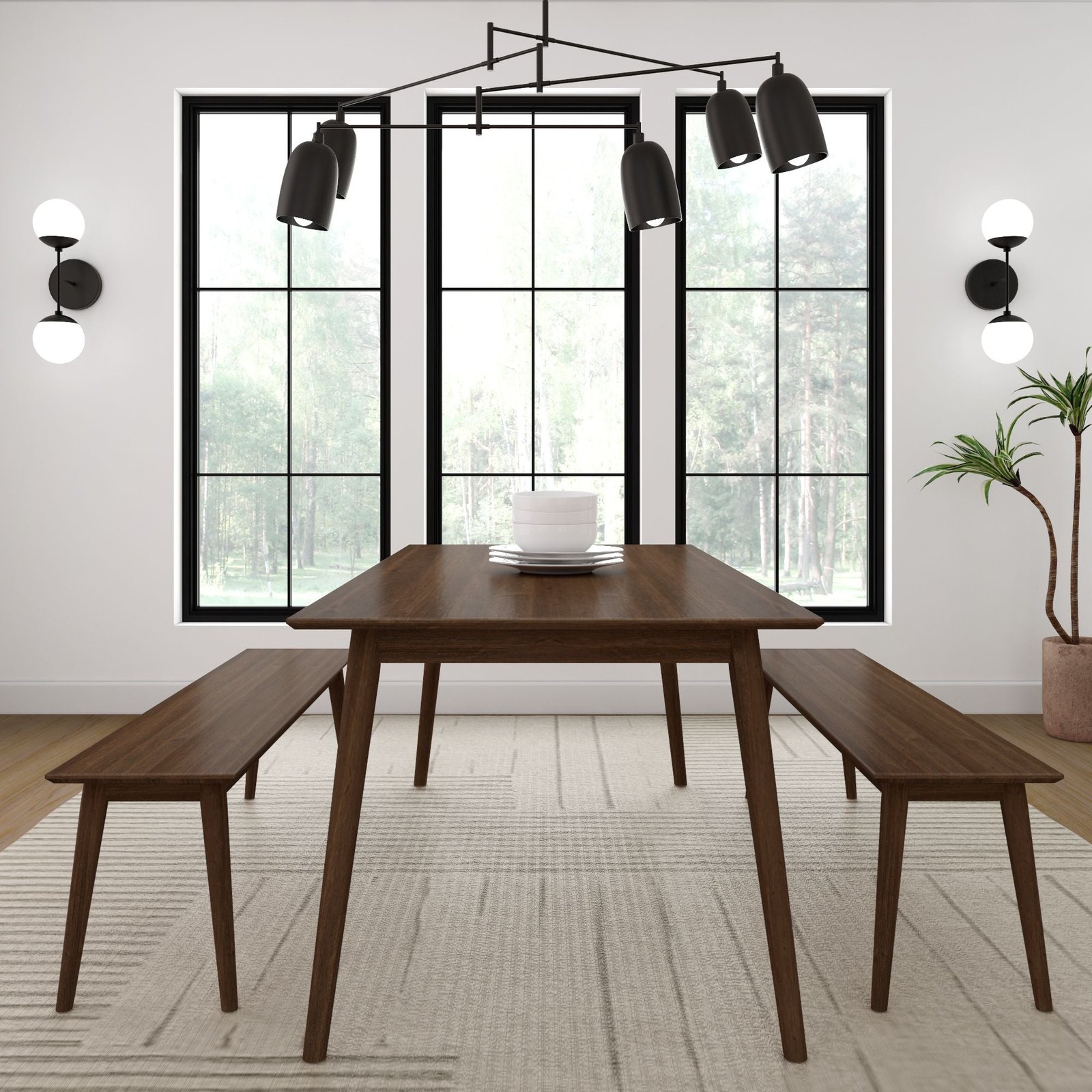 Mid-Century Modern Dining Bench - 59" - Image 5