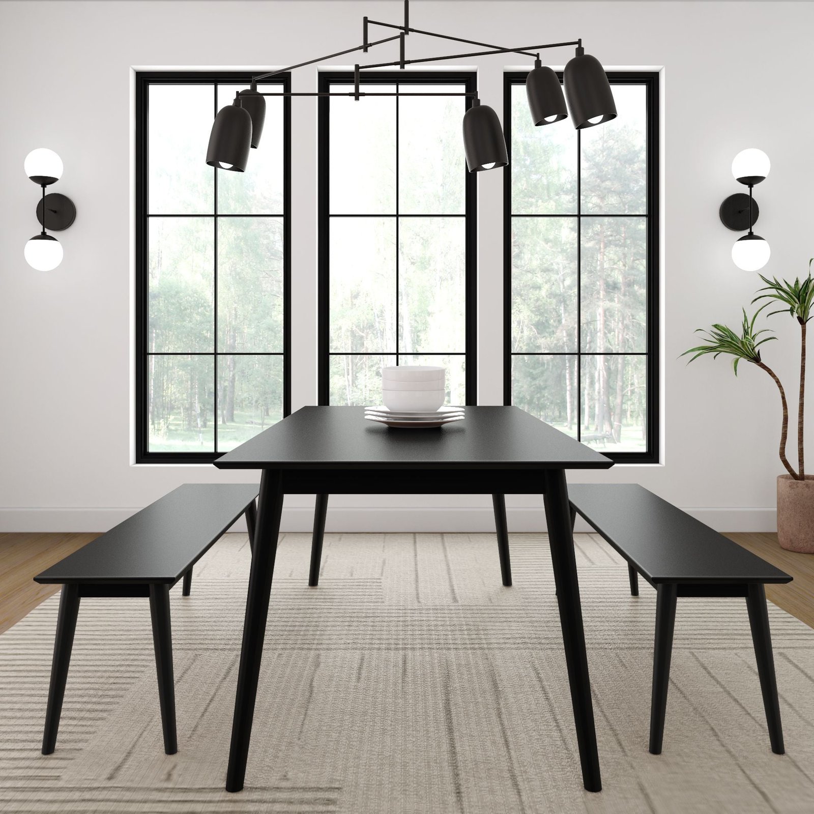Mid-Century Modern Dining Bench - 59" - Image 6