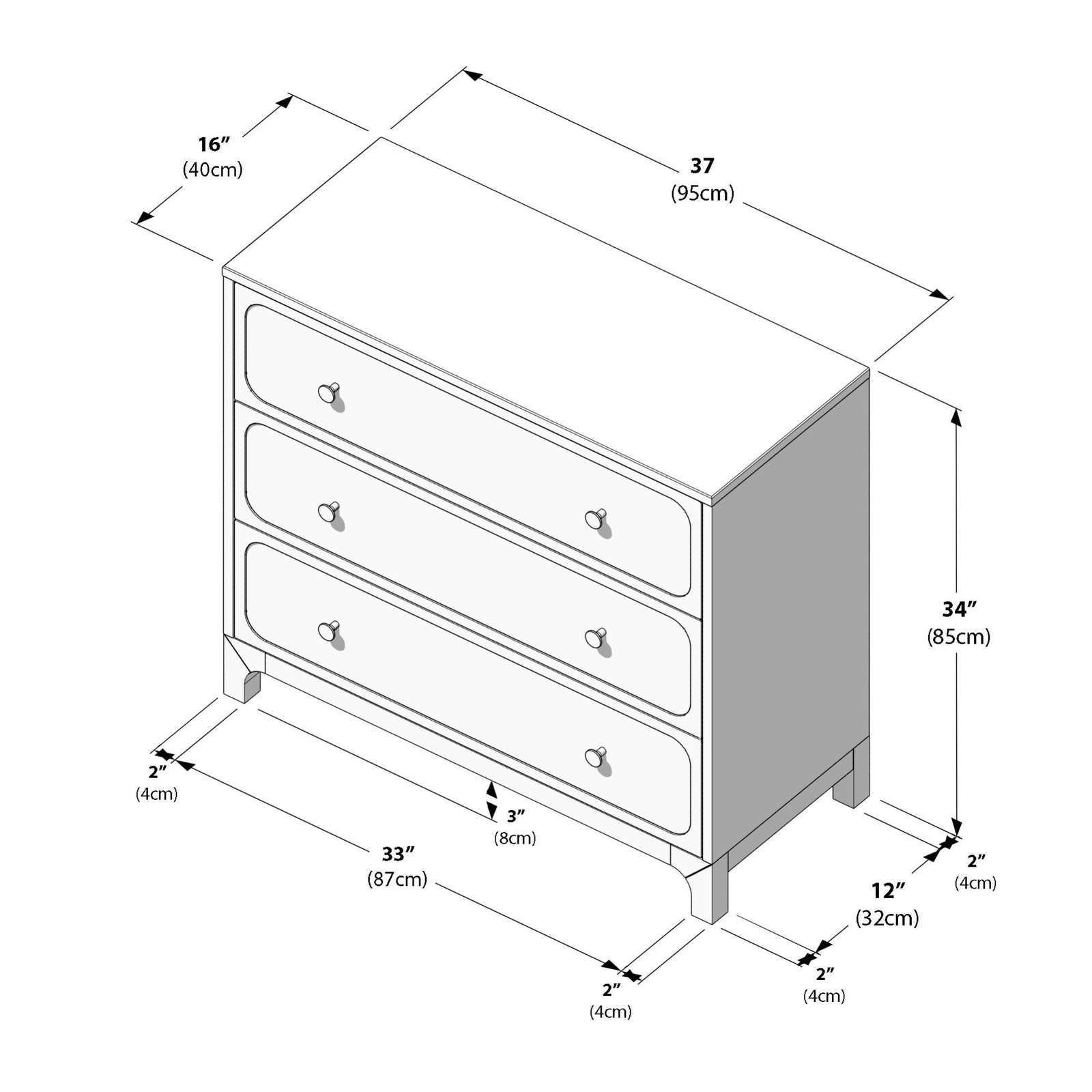 Elio 3-Drawer Dresser - Image 10