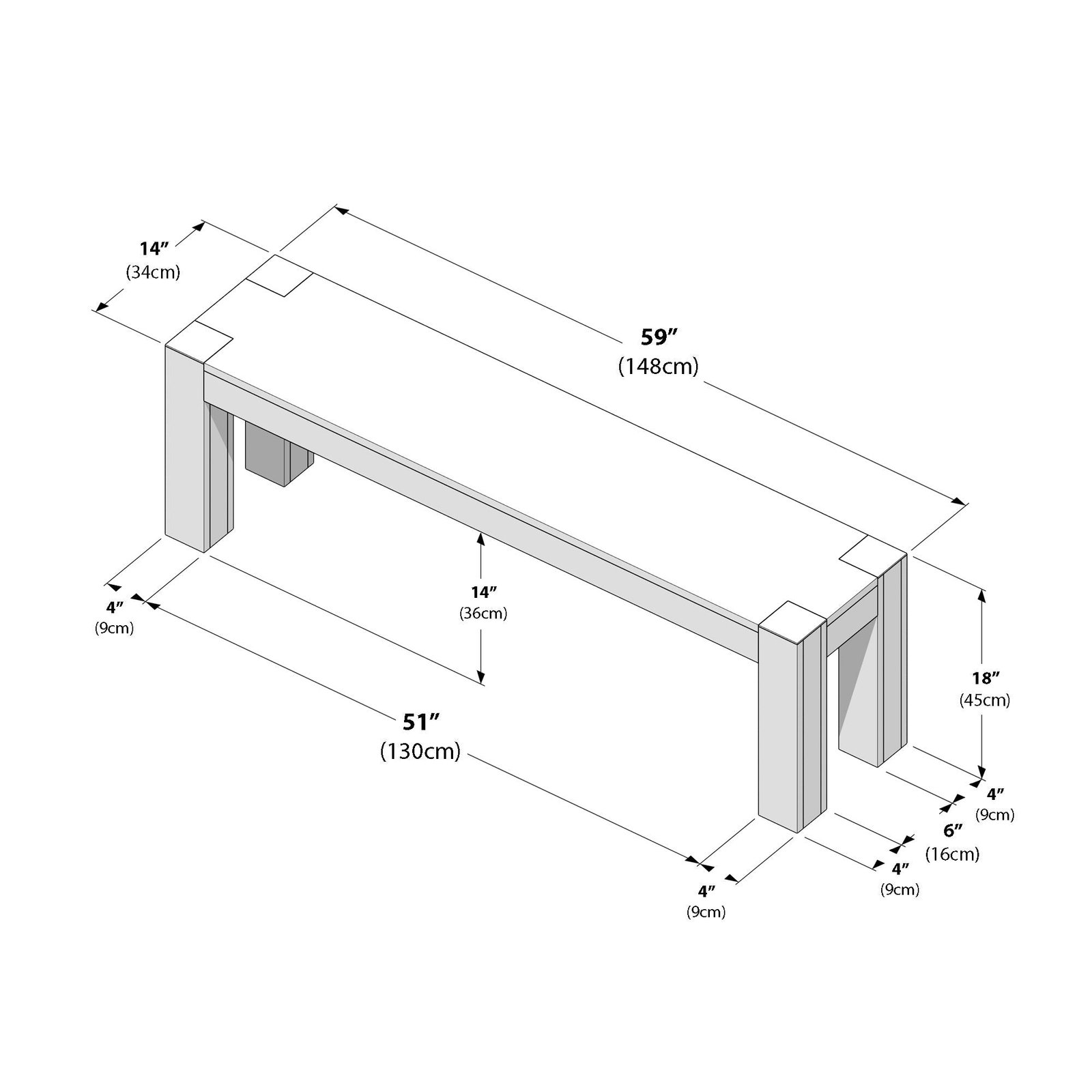 Camden Dining Bench - 58" - Image 18