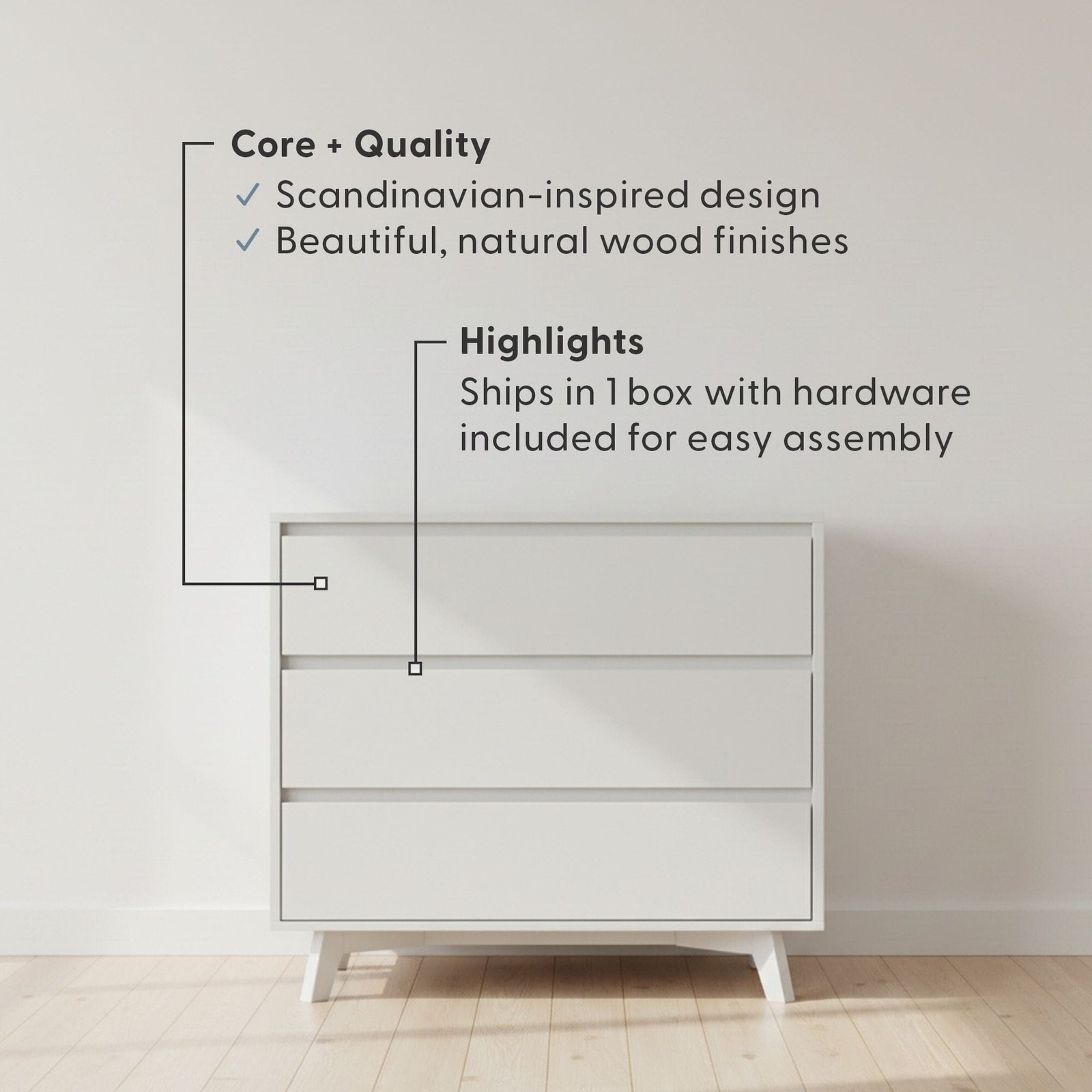 Modern 3-Drawer Dresser - Image 11