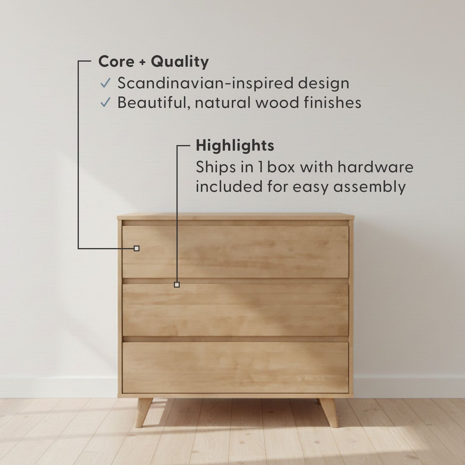 Modern 3-Drawer Dresser - Image 8