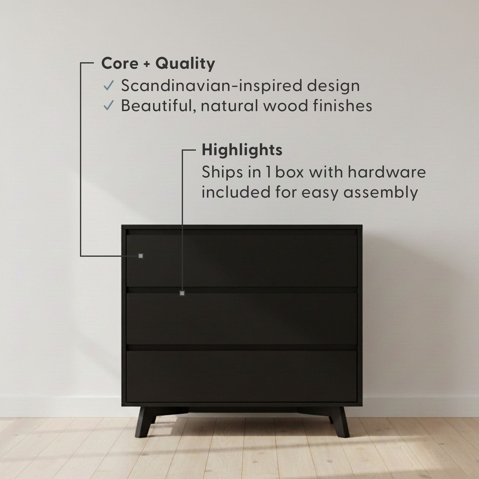 Modern 3-Drawer Dresser - Image 9