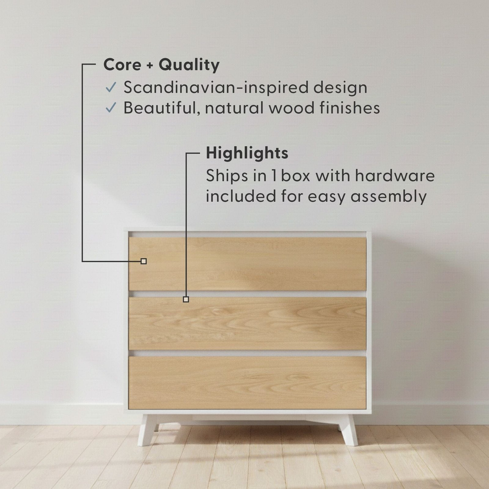Modern 3-Drawer Dresser - Image 10