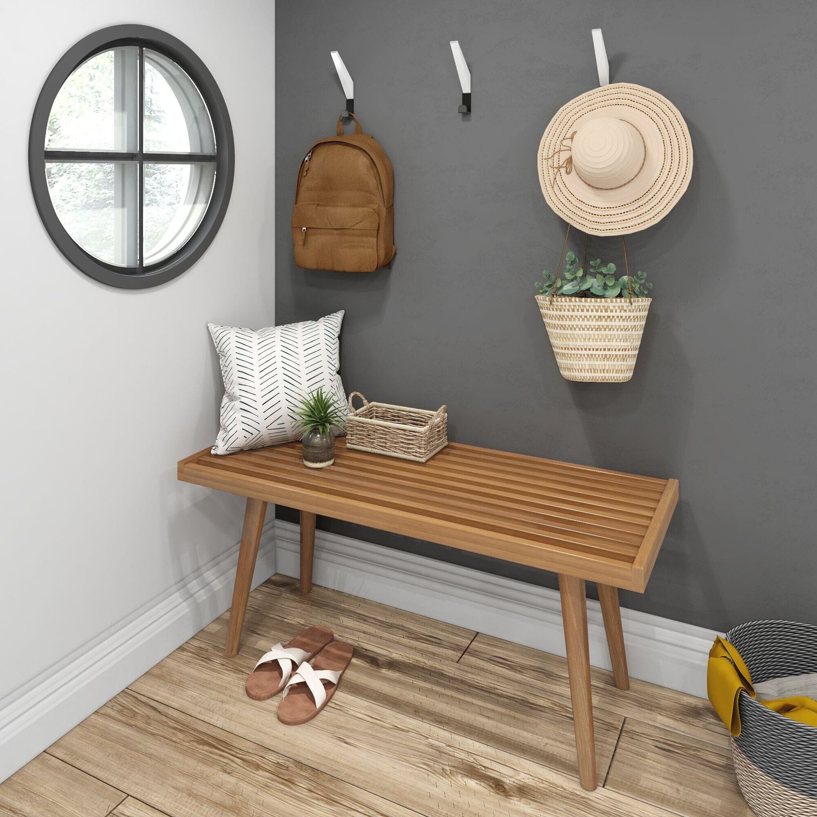 Mid-Century Modern Entryway Bench - 41" - Image 6