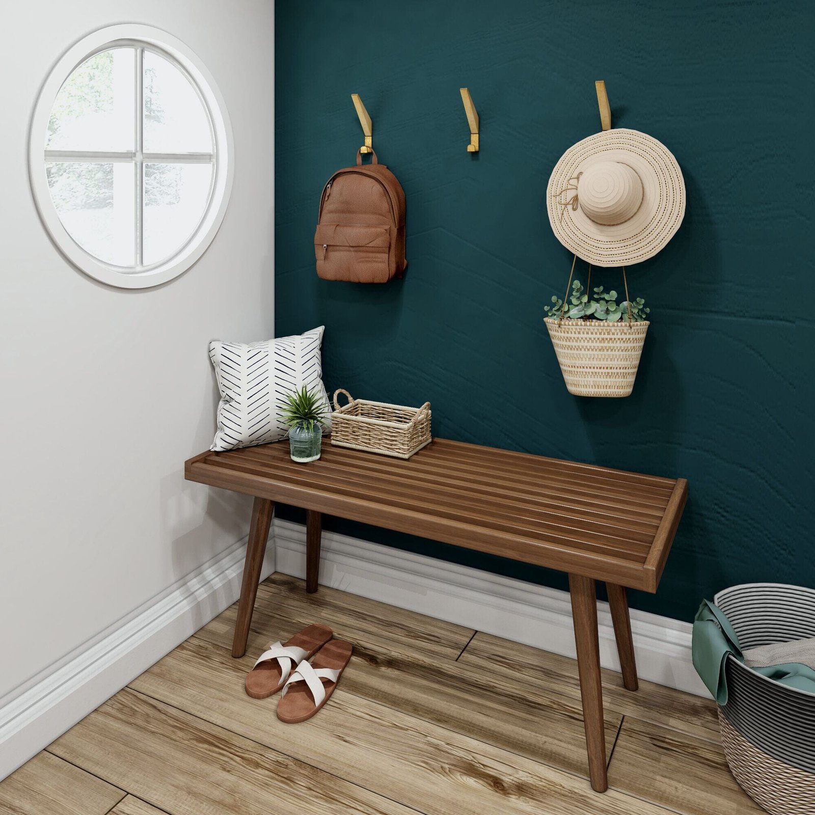 Mid-Century Modern Entryway Bench - 41" - Image 7