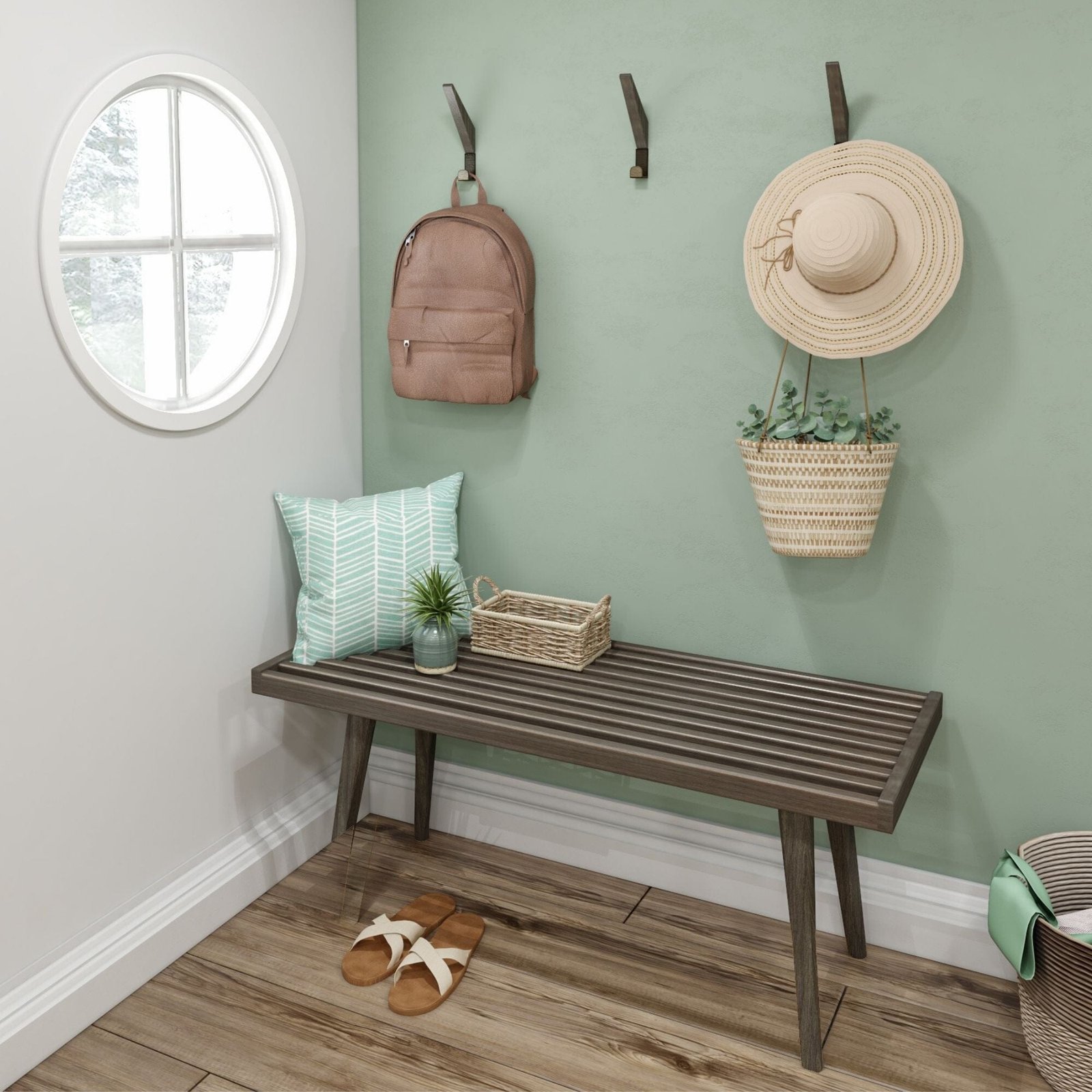 Mid-Century Modern Entryway Bench - 41" - Image 4