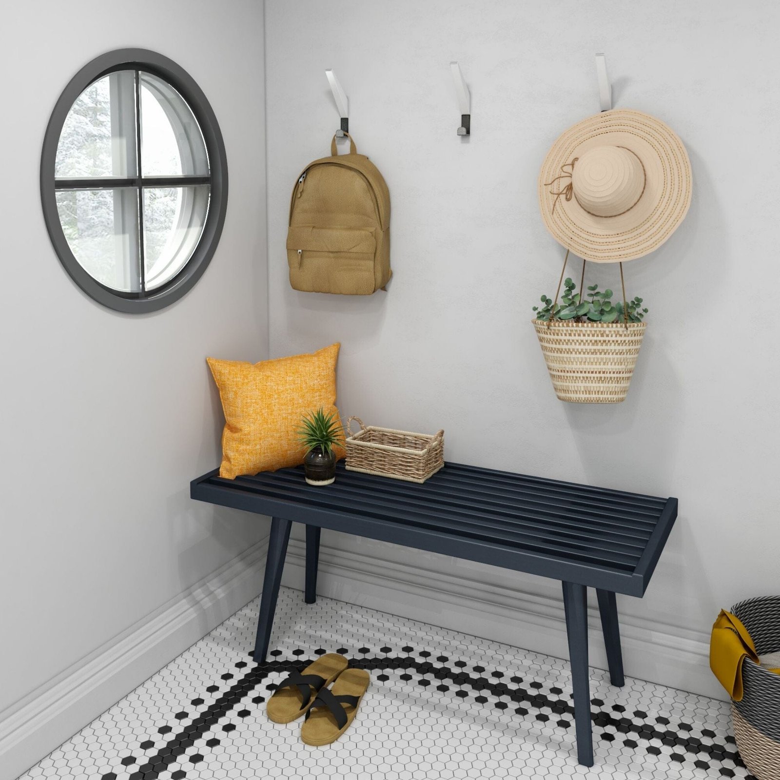 Mid-Century Modern Entryway Bench - 41" - Image 5