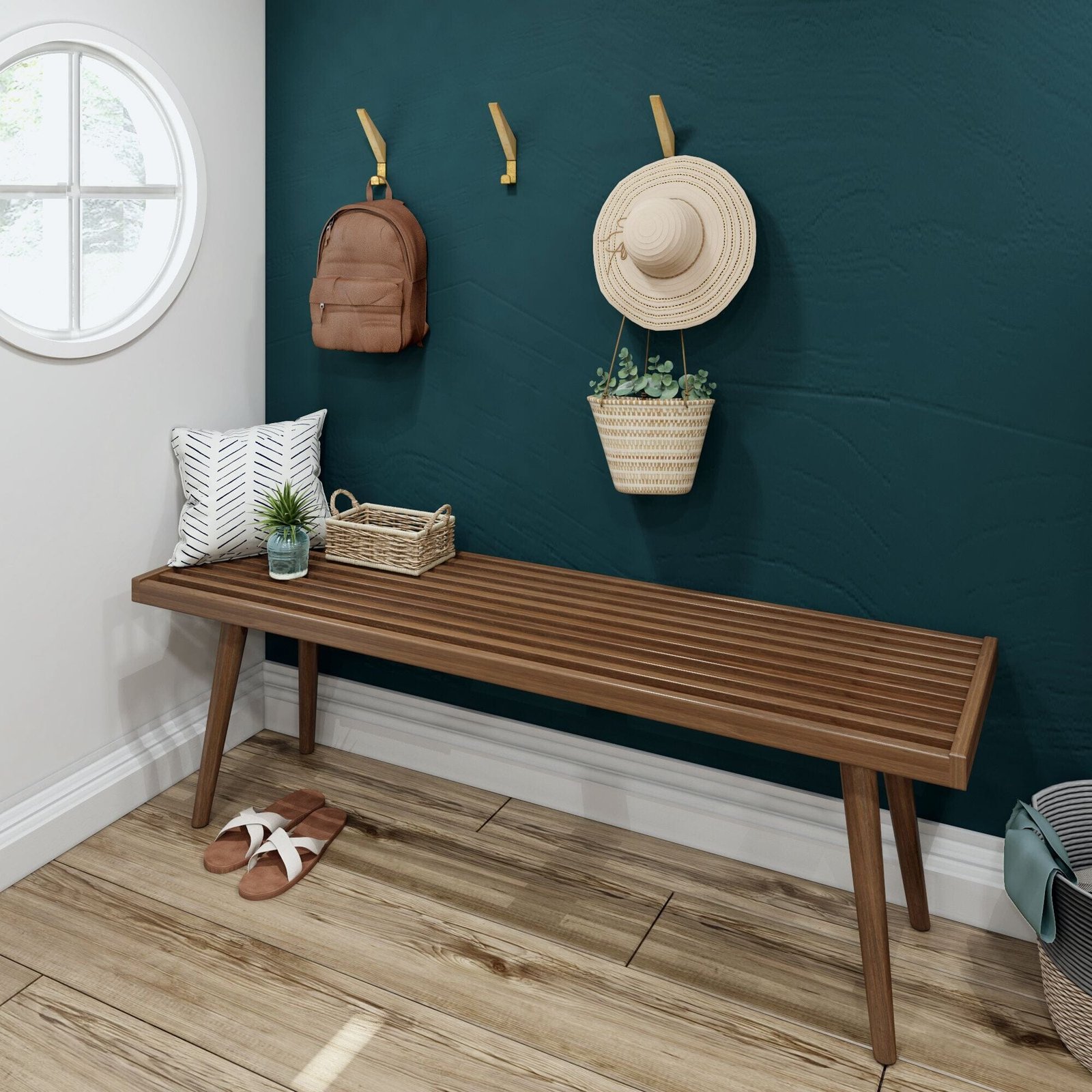 Mid-Century Modern Entryway Bench - 56" - Image 8