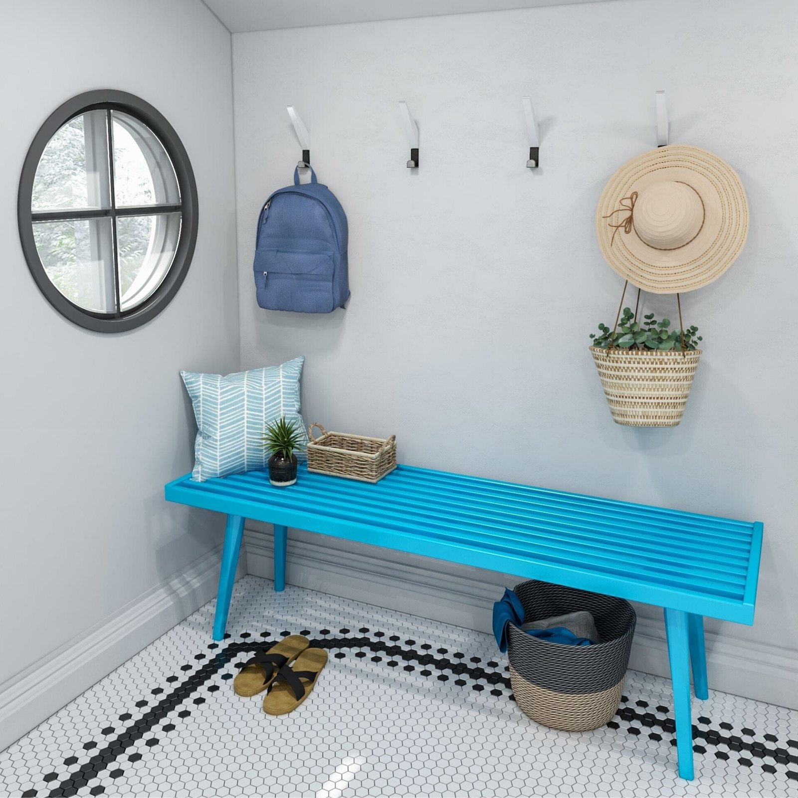 Mid-Century Modern Entryway Bench - 56" - Image 2
