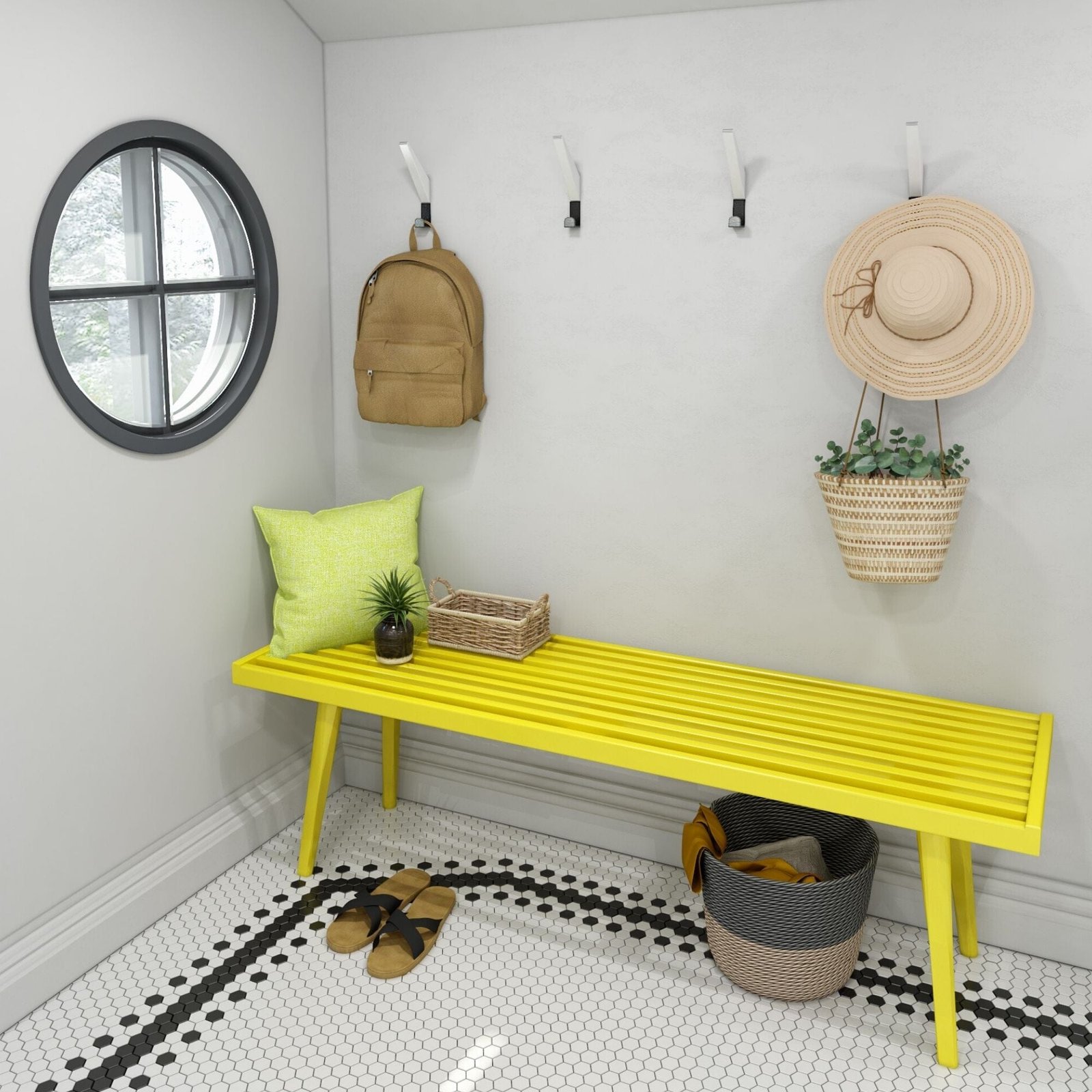 Mid-Century Modern Entryway Bench - 56" - Image 3