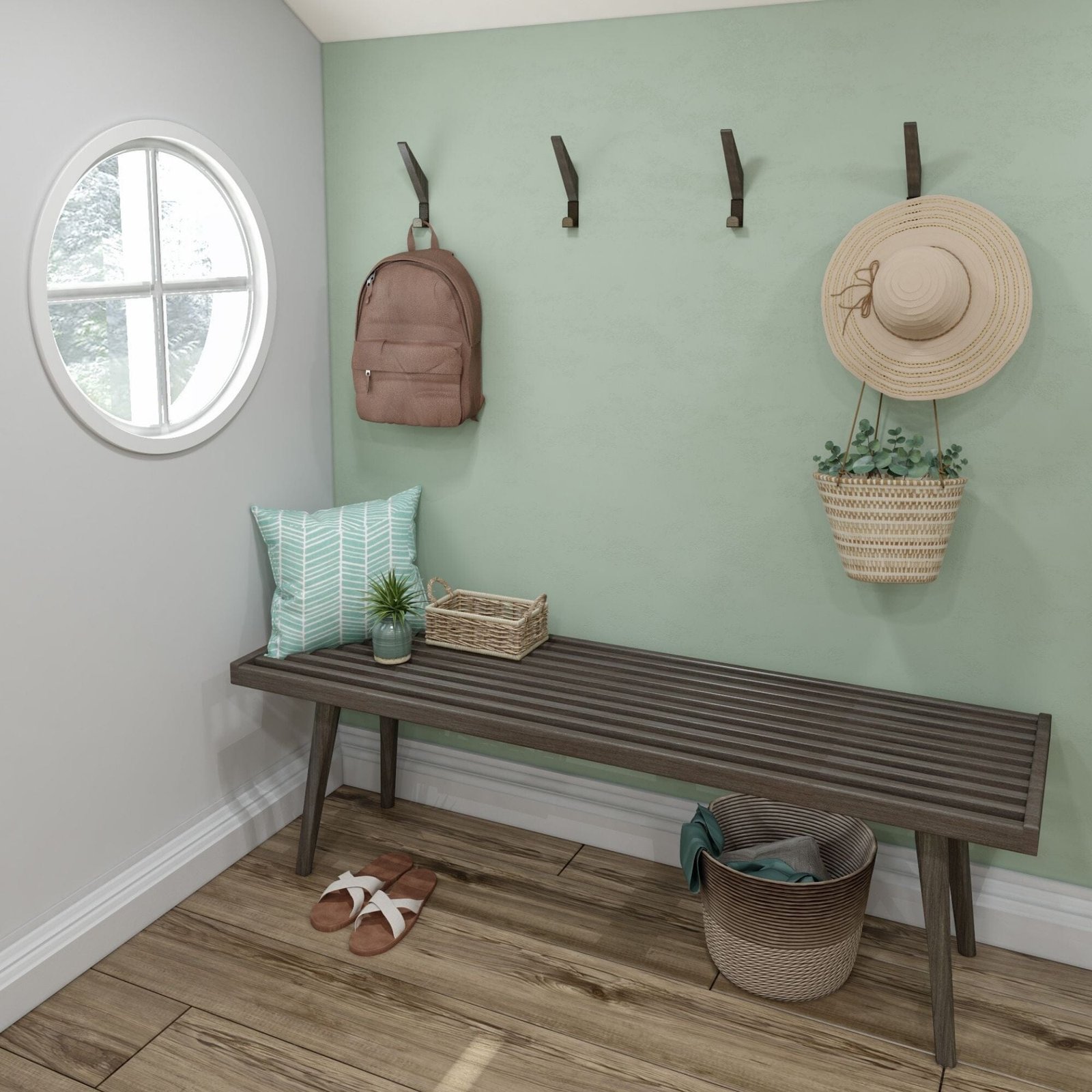 Mid-Century Modern Entryway Bench - 56" - Image 4